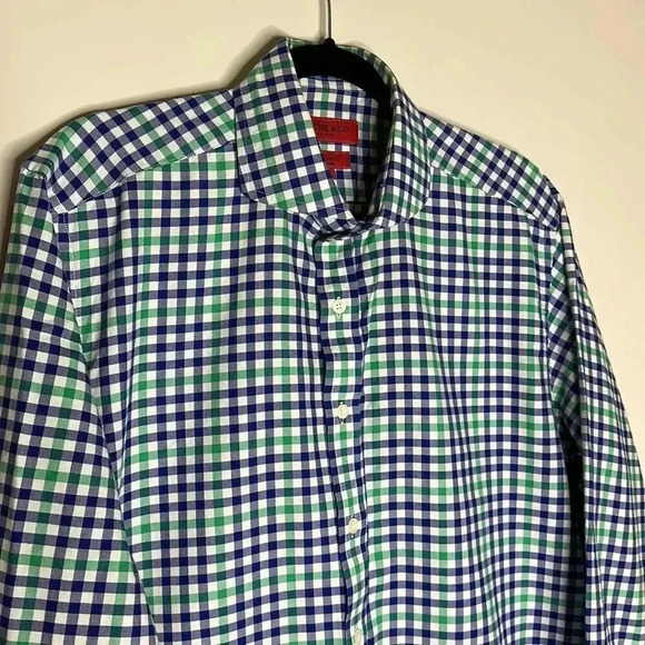 Spectre & Co Green & Blue Check Button Down Casual Shirt - Picture 7 of 10